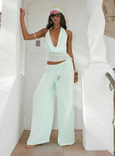 Distinction Chiffon Pants Aqua