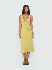 Esperia Button Midi Skirt Green