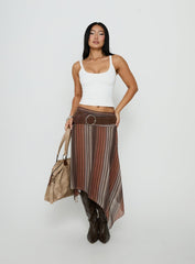 Massino Asymmetrical Midi Skirt Multi Stripe