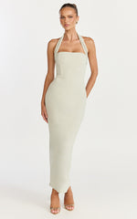 Salome Midi Dress - Halter Neck Column Dress in Sage