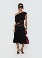 Marienna One Shoulder Lace Top Black