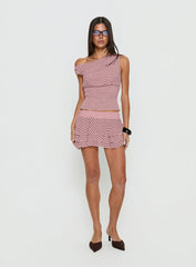 Ready To Party Off Shoulder Top Pink / Black Polka