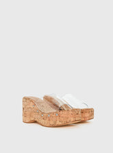 Pale Moonlight Platform Heels Cork / Clear