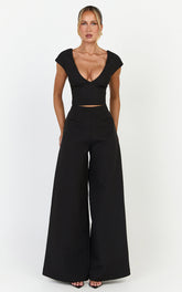 Lilo Pants - High Waisted Wide Leg Pants in Black