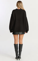 Kira Jumper - Crew Neck Oversized Knit Jumper in Black