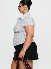 Cottesloe Blouse Top Blue Check Curve