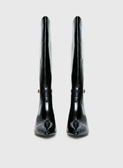Glazed Knee High Boots Black