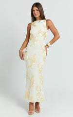 Freya Midi Dress - Boat Neck Backless Dress in Yellow